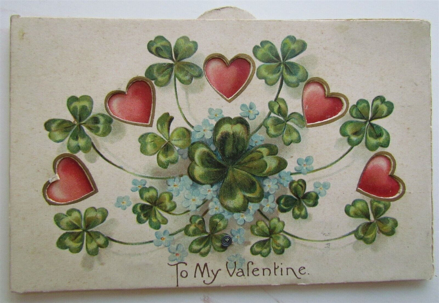 VALENTINE DAY MECHANICAL ANTIQUE POSTCARD - BABY w/ CUT OUT BACKGROUND