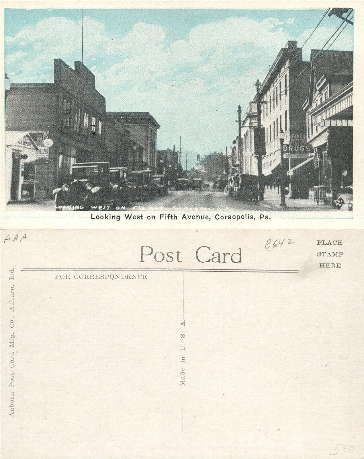 CORAOPOLIS PA FIFTH AVENUE ANTIQUE POSTCARD