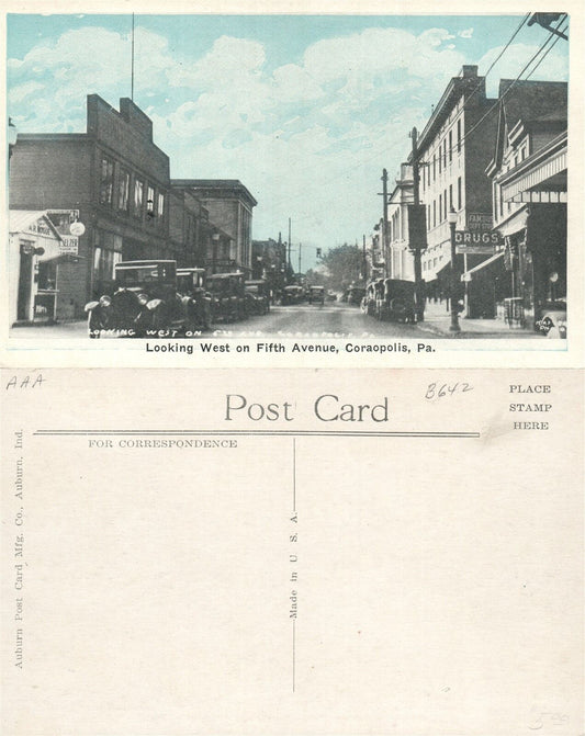 CORAOPOLIS PA FIFTH AVENUE ANTIQUE POSTCARD