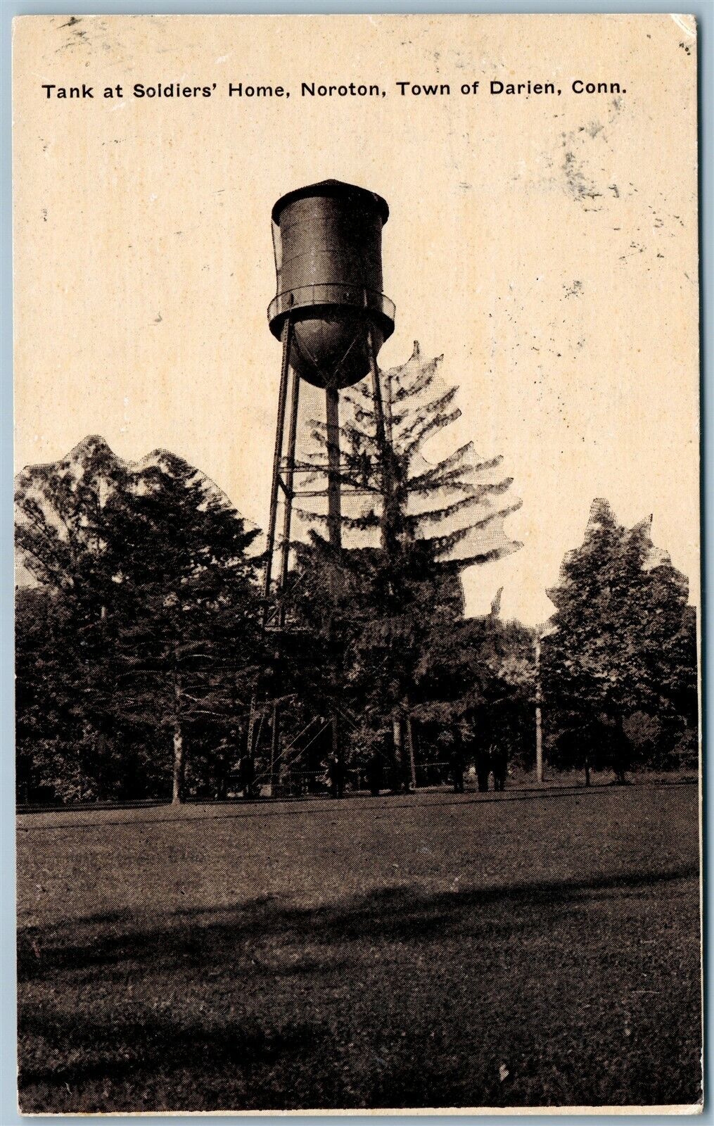 DARIEN CT TANK AT SOLDIER'S HOME NOROTON ANTIQUE POSTCARD