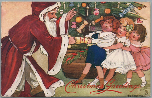 SANTA 1907 CHRISTMAS GREETINGS ANTIQUE POSTCARD