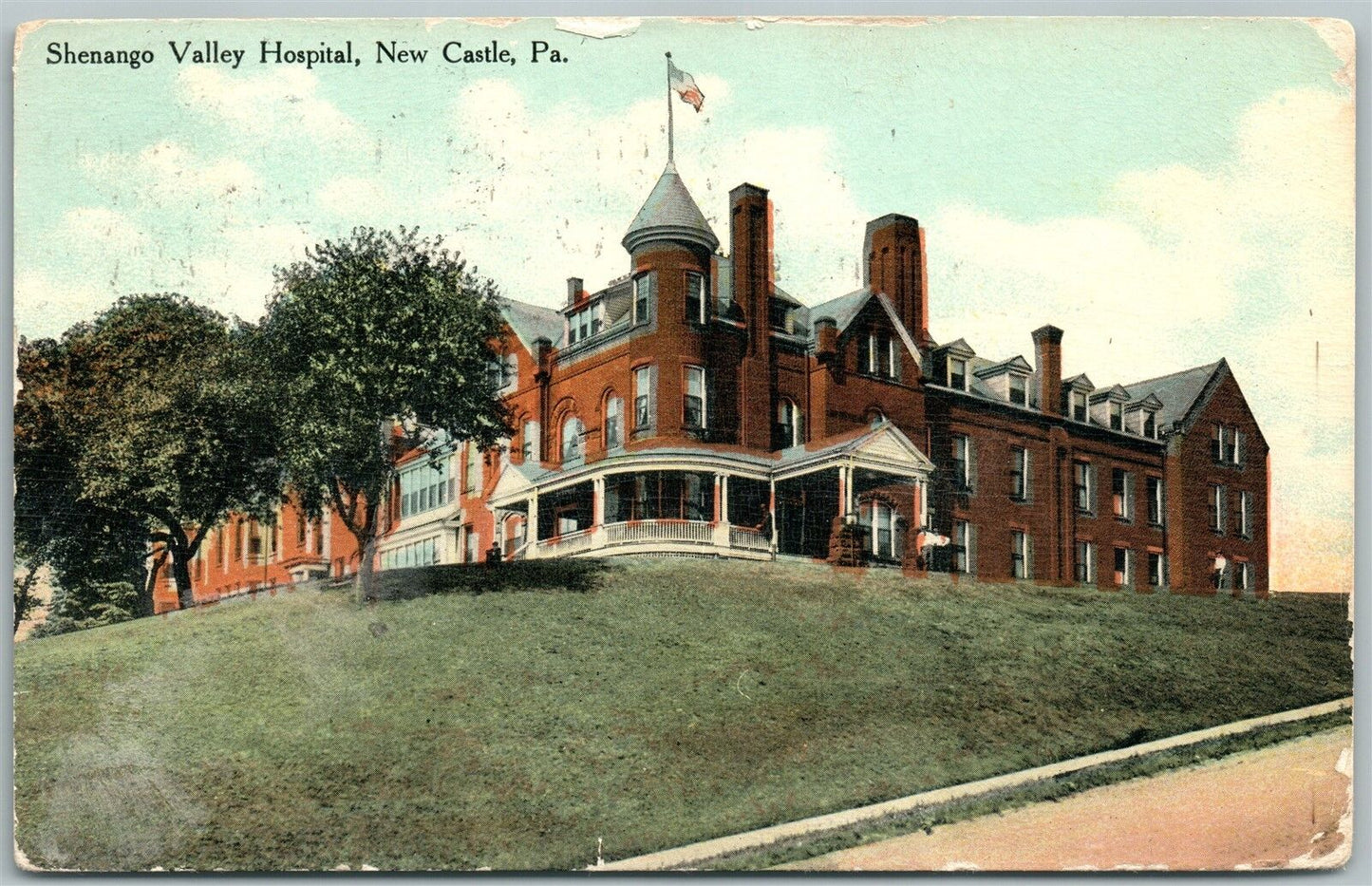 NEW CASTLE PA SHENANGO VALLEY HOSPITAL 1911 ANTIQUE POSTCARD