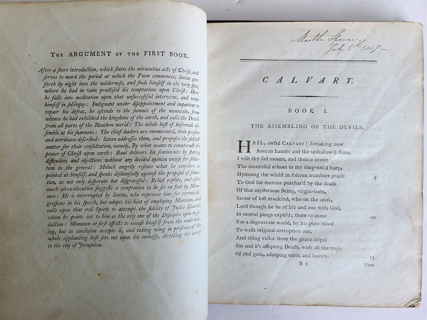 1792 Calvary Or The Death of Christ in ENGLISH antique POETRY