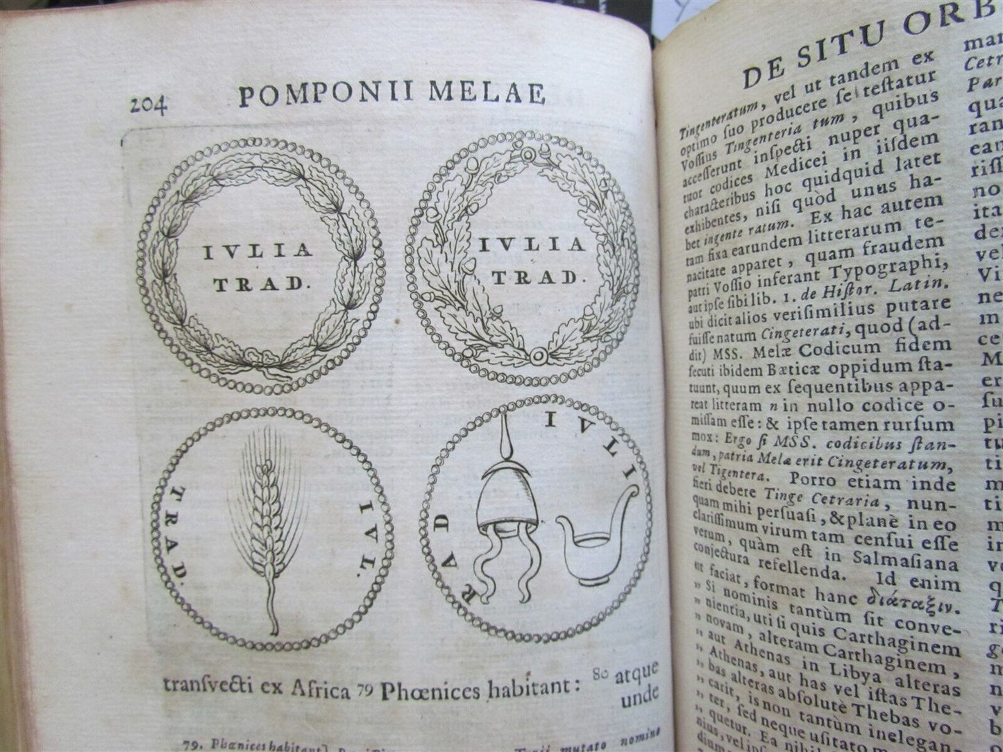 1722 POMPONII MELA De Situ Orbis ARMORIAL VELLUM BINDING antique