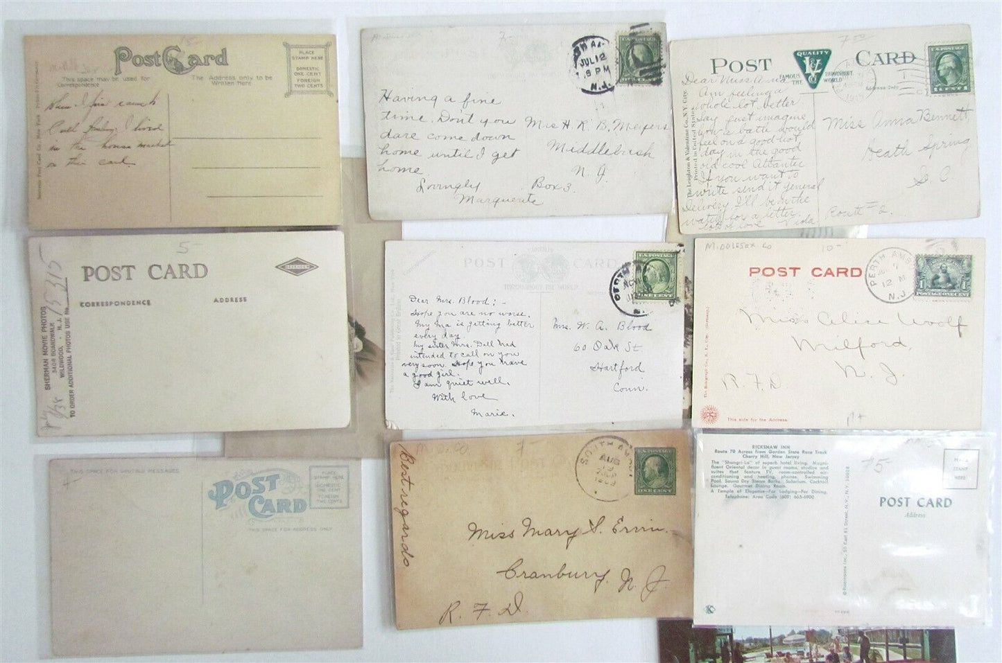 NEW JERSEY NJ lot 37 ANTIQUE VINTAGE POSTCARDS BOUND BROOK PERTH AMBOY WILDWOOD