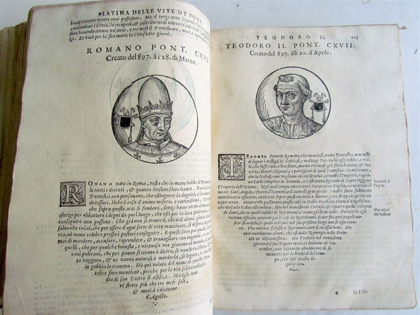 1600 BARTOLOMEO PLATINA LIVES of POPES antique 16th CENTURY ILLUSTRATED