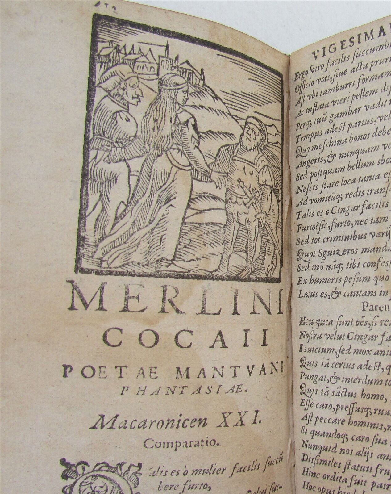 1585 ILLUSTRATED MACARONIC POETRY MERLINI COCAII antique 16th CENTURY