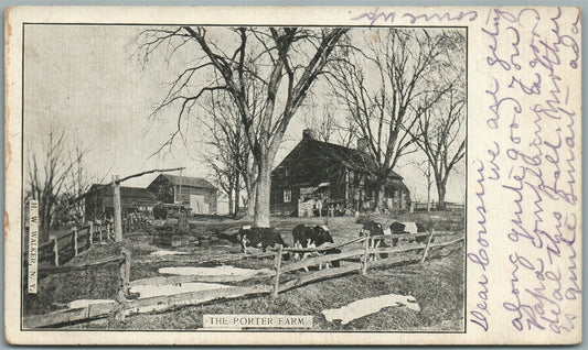 THREE BRIDGES NJ PORTER FARM ANTIQUE POSTCARD