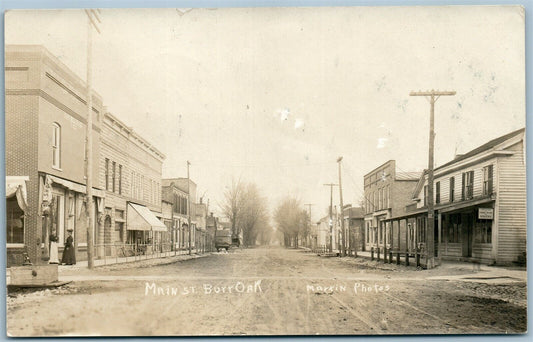 BURR OAK MI MAIN STREET ANTIQUE REAL PHOTO POSTCARD RPPC