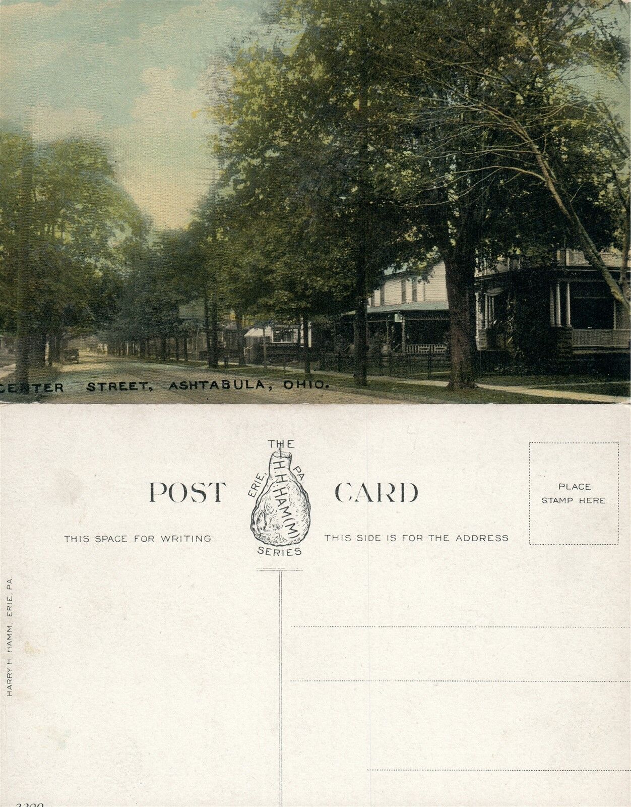 ASHTABULA OH CENTER STREET ANTIQUE POSTCARD