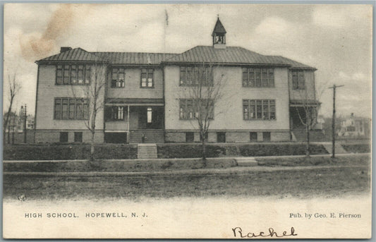 HOPEWELL NJ HIGH SCHOOL VINTAGE POSTCARD