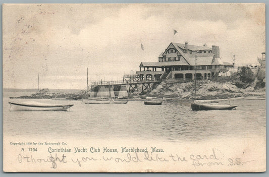 MARBLEHEAD MA CORINTHIAN YACHT CLUB HOUSE ANTIQUE POSTCARD