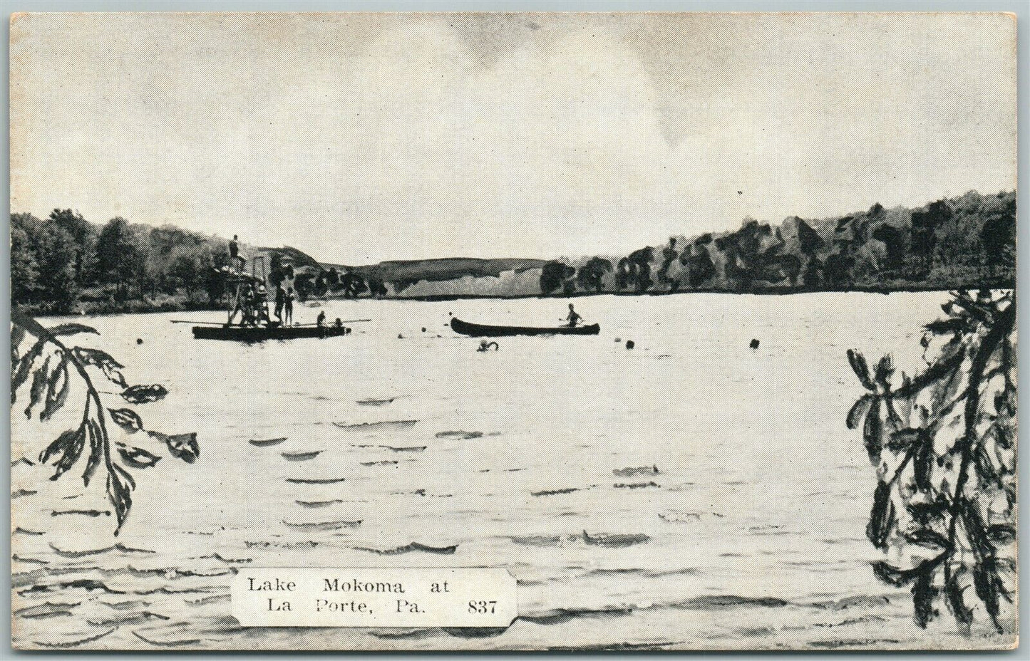 LA PORTE PA LAKE MOKOMA ANTIQUE POSTCARD