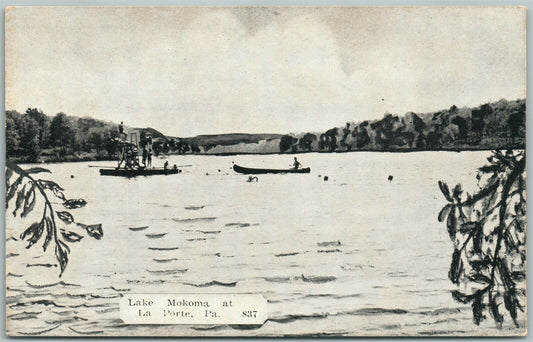 LA PORTE PA LAKE MOKOMA ANTIQUE POSTCARD