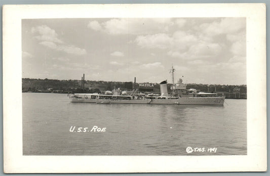 MILITARY SHIP USS ROE VINTAGE REAL PHOTO POSTCARD RPPC