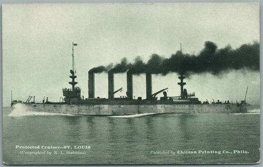 MILITARY SHIP PROTECTED CRUISER ST. LOUIS ANTIQUE POSTCARD