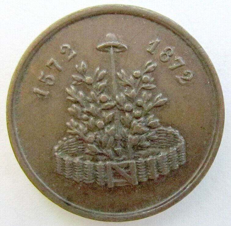 1872 COPPER NETHERLANDS MEMORIAL MEDAL - COMMEMORATING ANTI - SPAIN UPRISING