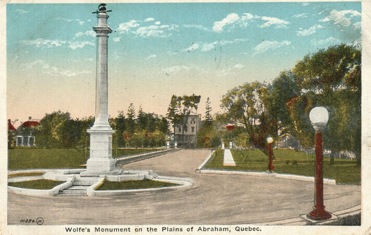 WOLFE'S MONUMENT on PLAINS OF ABRAHAM QUEBEC CANADA VINTAGE POSTCARD