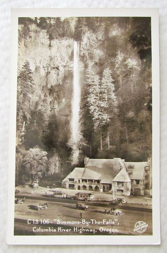 VINTAGE RPPC REAL PHOTO POSTCARD SIMMONS-BY-THE-FALLS COLUMBIA RIVER HWY OREGON