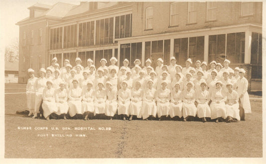 USA GEN. HOSPITAL FORT SNELLING MN NURSE CORPS ANTIQUE REAL PHOTO POSTCARD RPPC