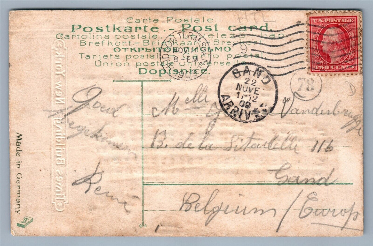 NEW YORK NY TIMES BUILDING HOLD TO LIGHT ANTIQUE POSTCARD HTL