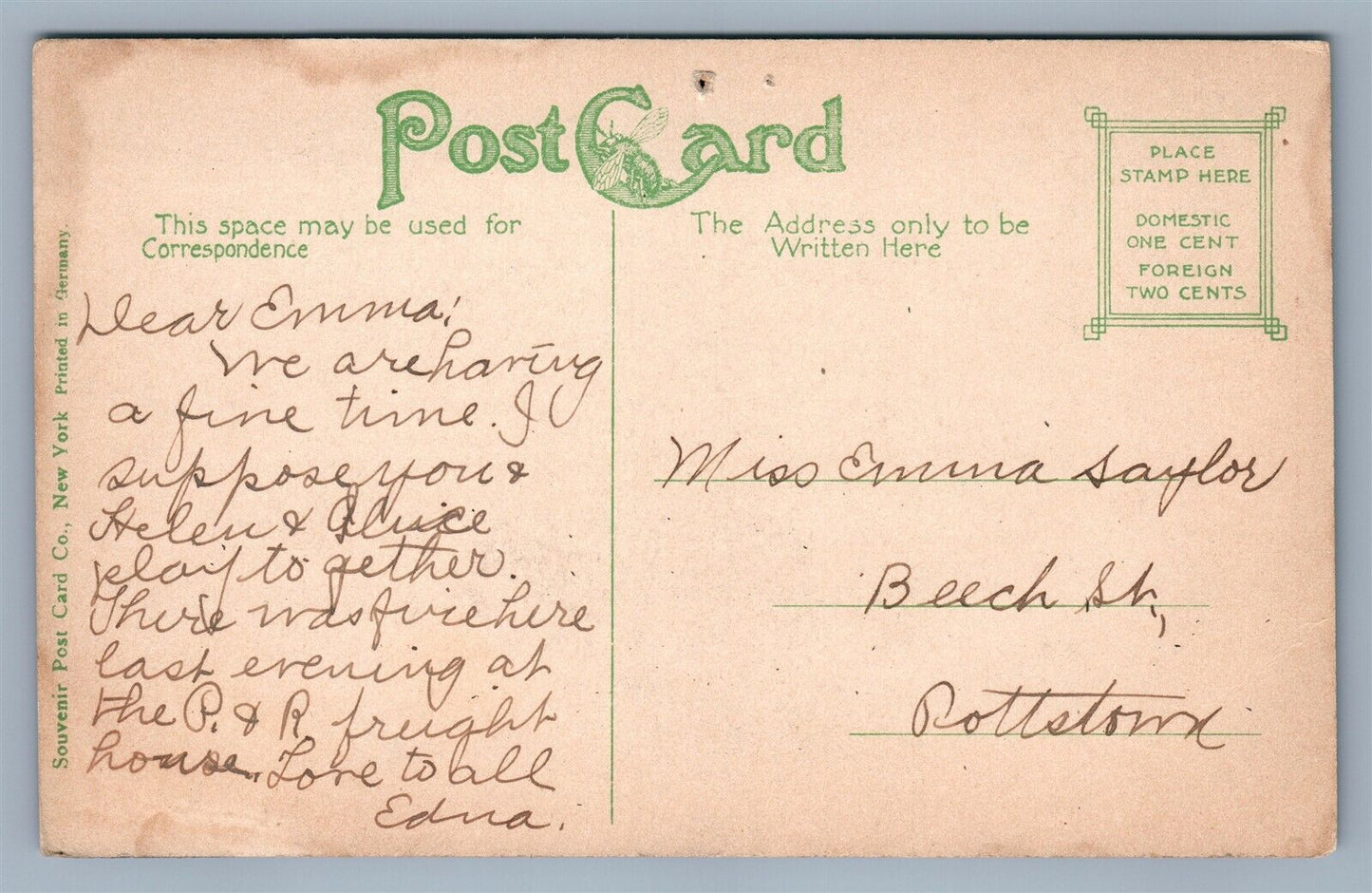READING PA R. & R. RAILROAD YARDS ANTIQUE POSTCARD