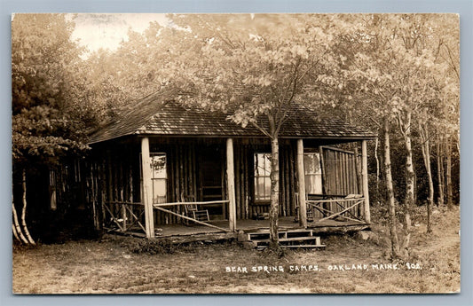 OAKLAND ME BEAR SPRING CAMPS VINTAGE REAL PHOTO POSTCARD RPPC