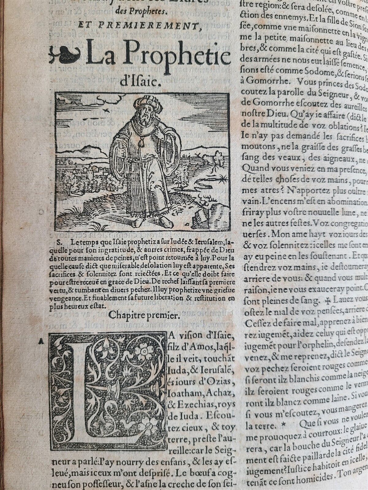 1550 BIBLE in FRENCH LOUVAIN ILLUSTRATED 16th CENTURY antique FOLIO rare