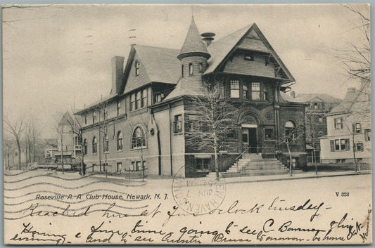 NEWARK NJ ROSEVILLE CLUB HOUSE ANTIQUE POSTCARD