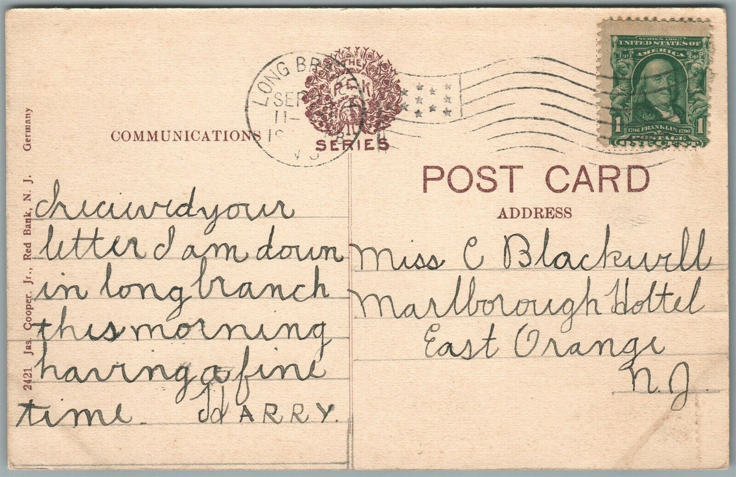 TWIN LIGHT HIGHLANDS NJ ANTIQUE POSTCARD