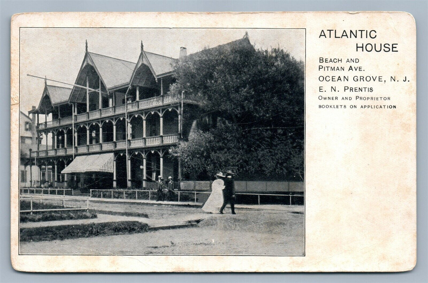 OCEAN GROVE NJ ATLANTIC HOUSE ANTIQUE POSTCARD