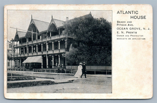 OCEAN GROVE NJ ATLANTIC HOUSE ANTIQUE POSTCARD