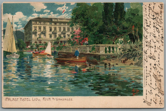 PALAST HOTEL LIDO ANTIQUE POSTCARD w/ STAMP