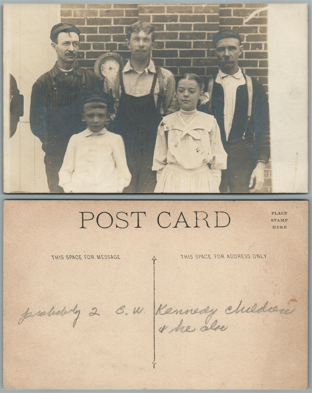 WORKER FAMILY ANTIQUE REAL PHOTO POSTCARD RPPC