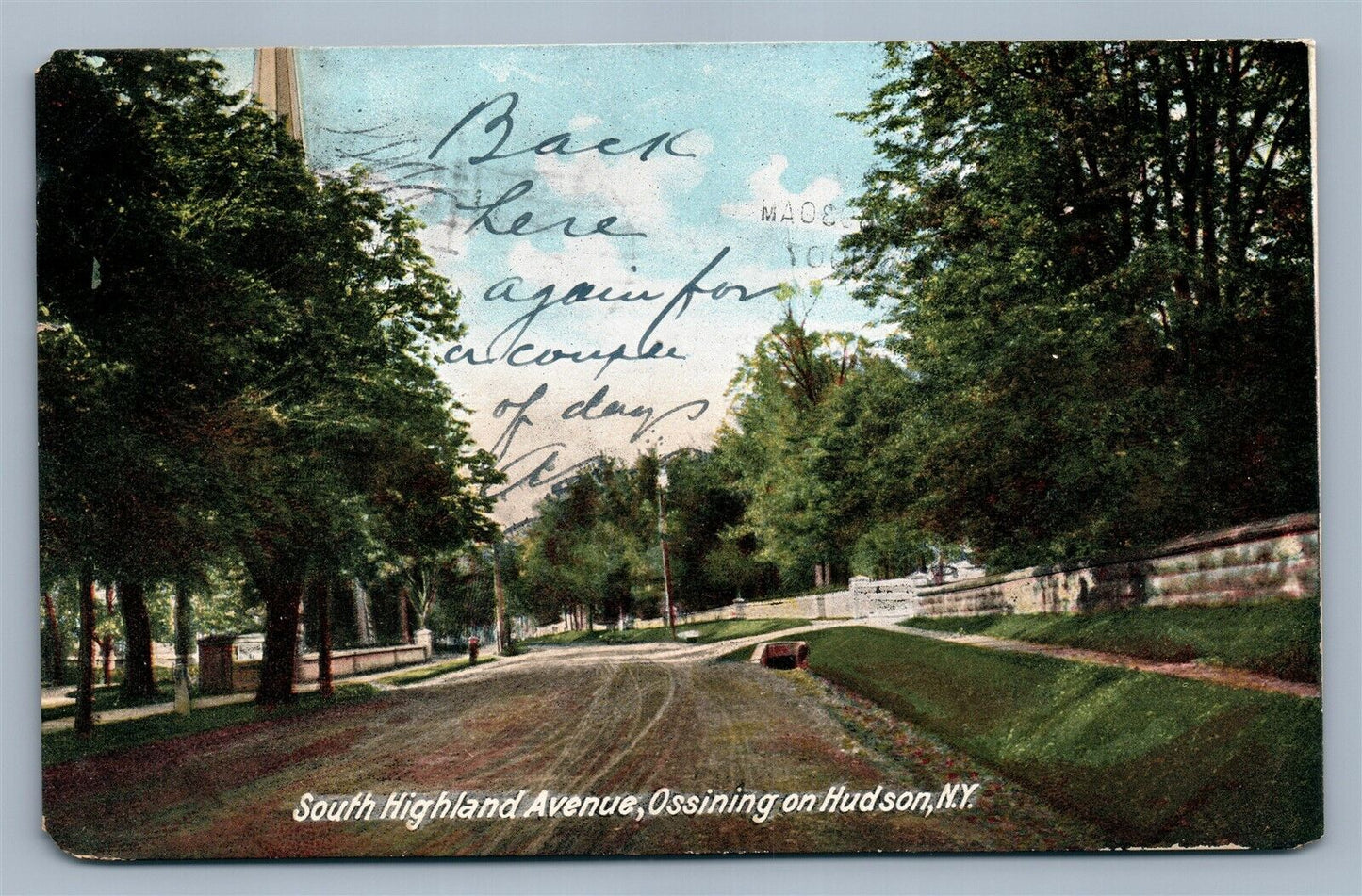 OSSINING ON HUDSON NY SOUTH HIGHLAND AVENUE ANTIQUE POSTCARD