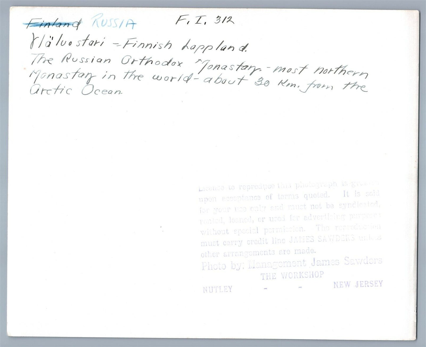 1930s RUSSIAN MONASTERY ARCTIC OCEAN FINLAND VINTAGE REAL PRESS PHOTO