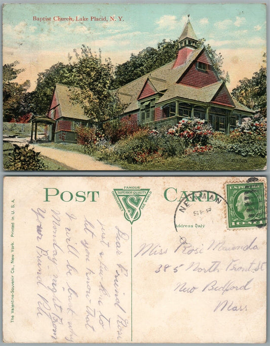 LAKE PLACID N.Y. BAPTIST CHURCH ANTIQUE POSTCARD