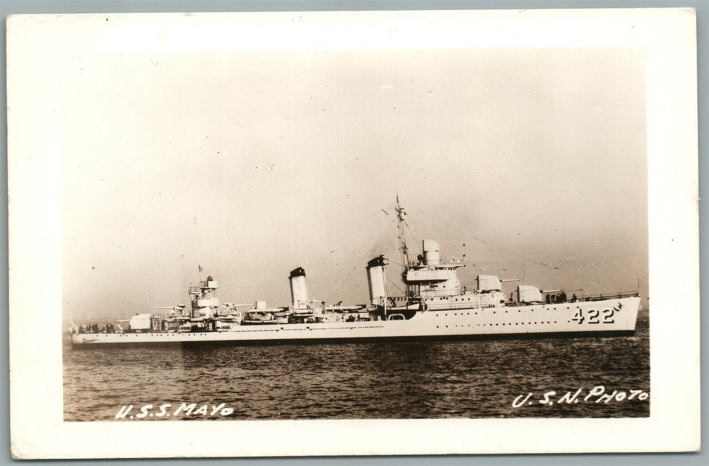 US MILITARY SHIP USS MAYO ANTIQUE REAL PHOTO POSTCARD RPPC