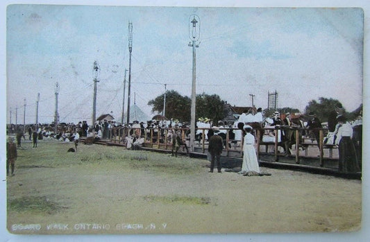 VINTAGE 1907 UNDIVIDED POSTCARD BOARDWALK ONTARIO BEACH NY NEW YORK