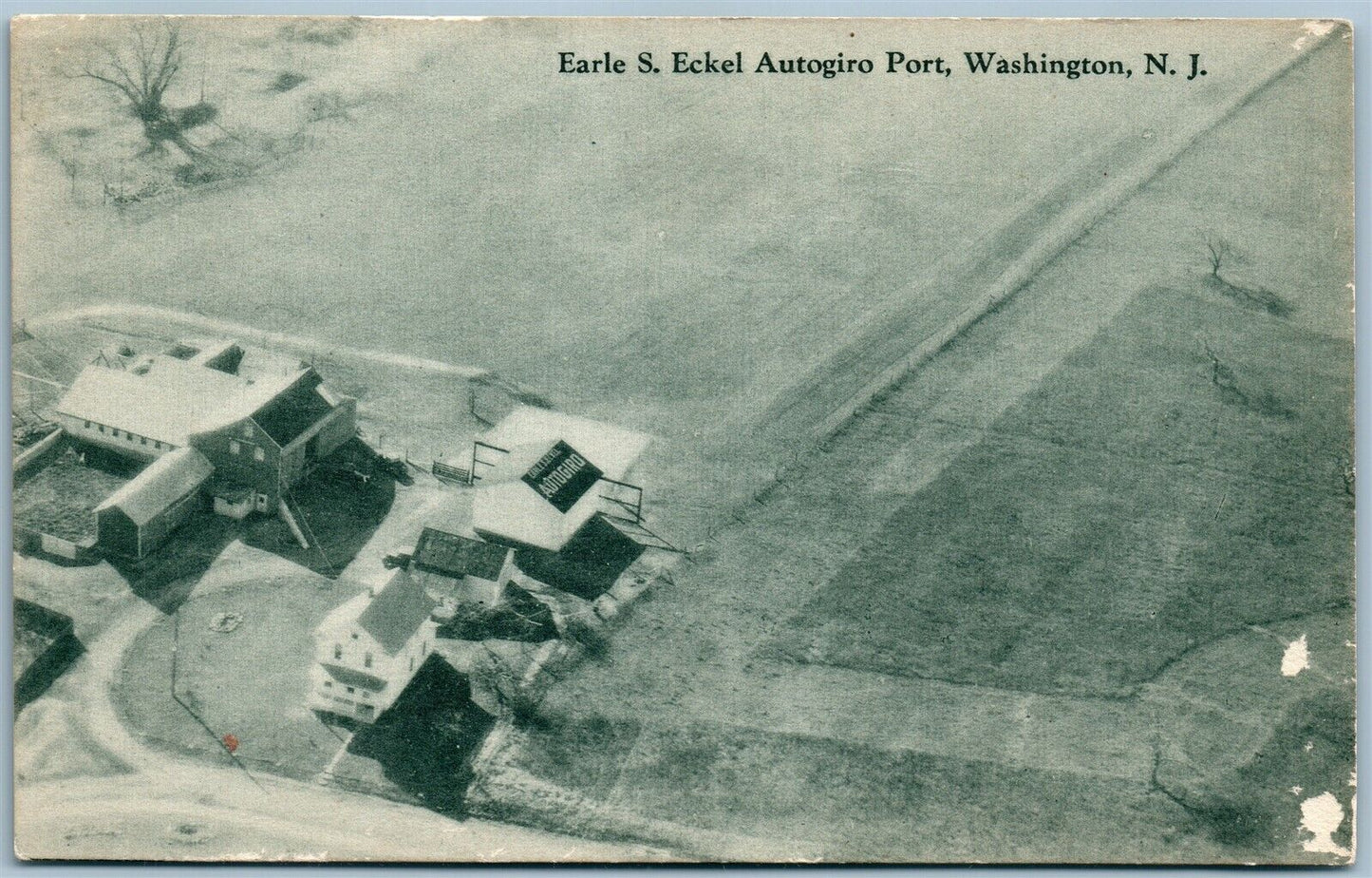 WASHINGTON NJ EARLE S. ECKEL'S AUTOGIRO PORT VINTAGE POSTCARD