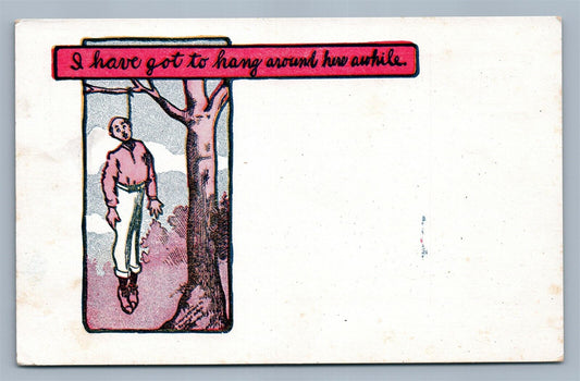 HANGING MAN ANTIQUE POSTCARD
