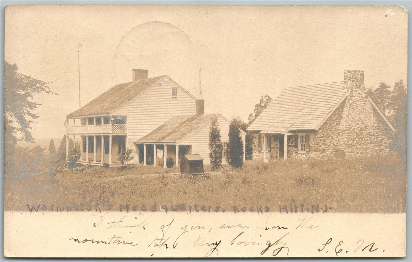 ROCK HILL NJ WASHINGTON'S HEADQUARTERS 1906 ANTIQUE REAL PHOTO POSTCARD RPPC