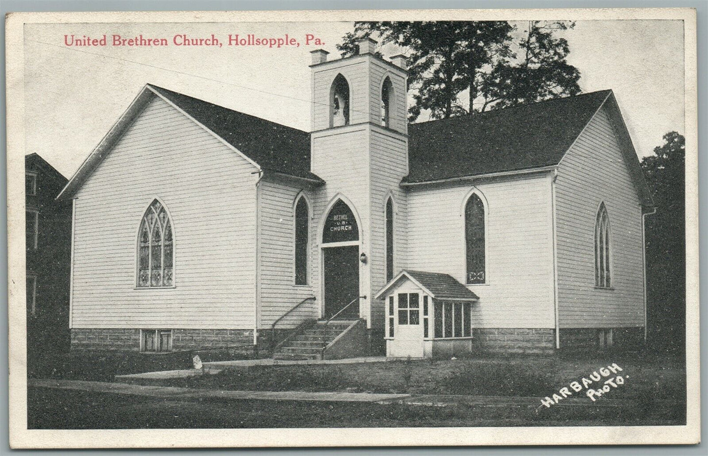 HOLLSOPPLE PA UNITED BRETHREN CHURCH ANTIQUE POSTCARD