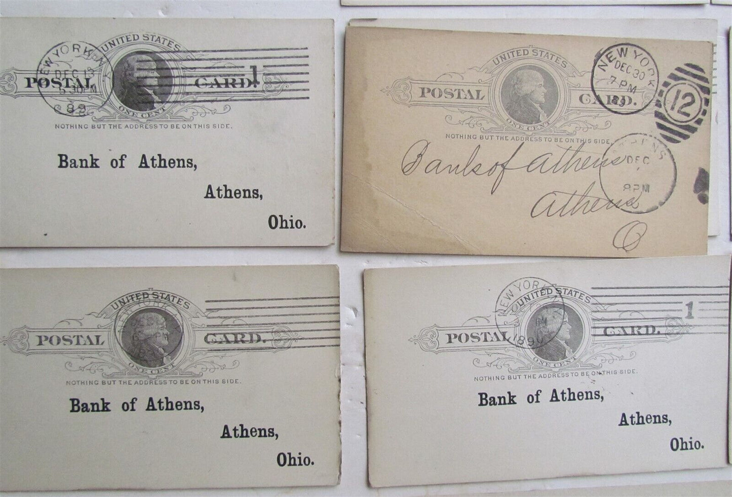 1880s-1890s LOT of 14 NATIONAL PARK BANK of NY ANTIQUE STATEMENT CARDS POSTCARDS