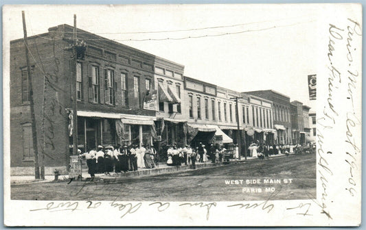 PARIS MO WEST SIDE MAIL STREET ANTIQUE REAL PHOTO POSTCARD RPPC