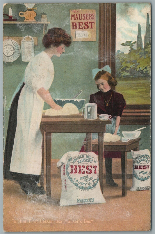 LAURYS STATION PA MAUSER'S MILL CO. FLOUR ADVERTISING ANTIQUE POSTCARD