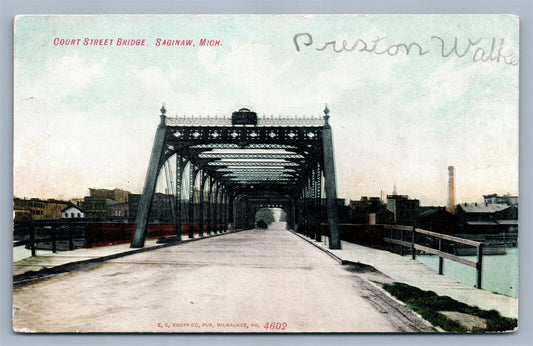 SAGINAW MI COURT STREET BRIDGE ANTIQUE POSTCARD