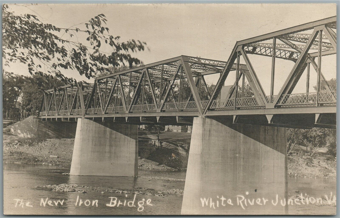 WHITE RIVER JUNCTION VT NEW IRON BRIDGE ANTIQUE REAL PHOTO POSTCARD RPPC