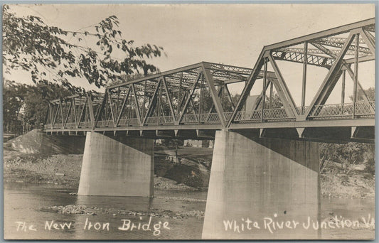 WHITE RIVER JUNCTION VT NEW IRON BRIDGE ANTIQUE REAL PHOTO POSTCARD RPPC
