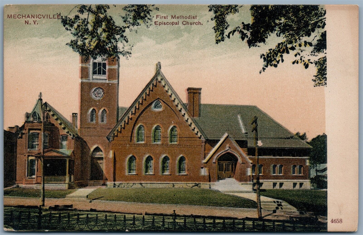 MECHANICSVILLE NY FIRST METHODIST EPISCOPAL CHURCH UNDIVIDED ANTIQUE POSTCARD